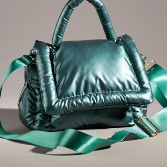 Anthropologie Puffy Sport Satchel Green New without tags
